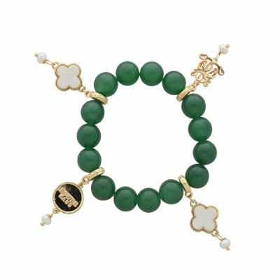 Gold Lucky Clover Bracelet / Green - Hello My Love