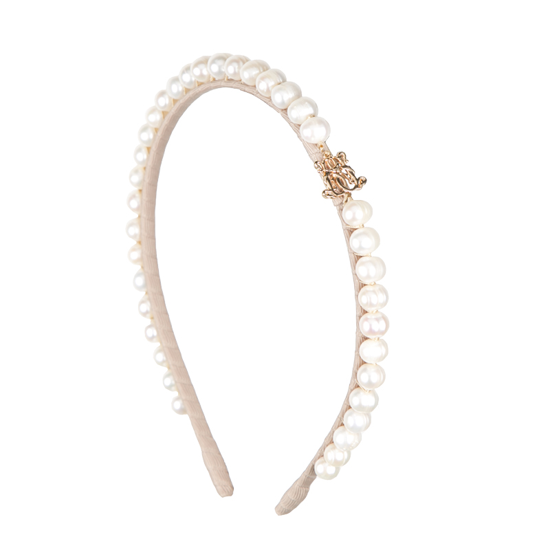 BOWERHAUS | Pearl Headband – Freshwater Pearls – Tan