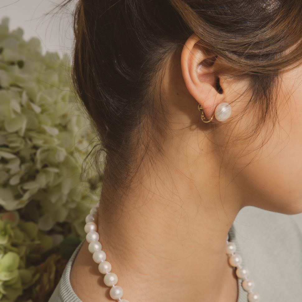 Vintage Pearl & Diamond Clip Earrings
